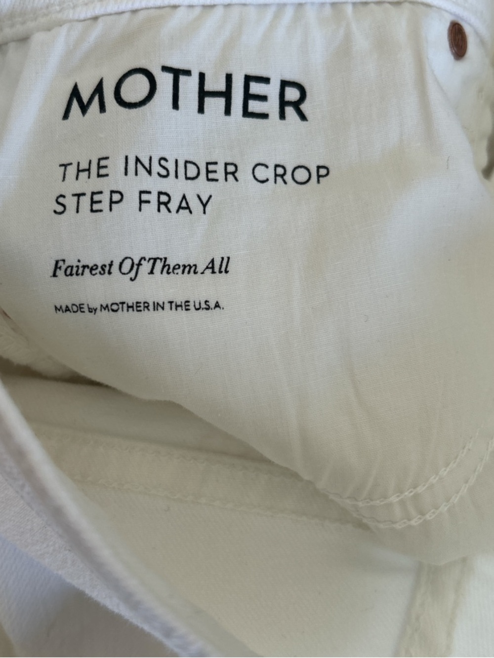 MOTHER Women’s White Jeans The Insider Crop Step Fray - Picture 6 of 7